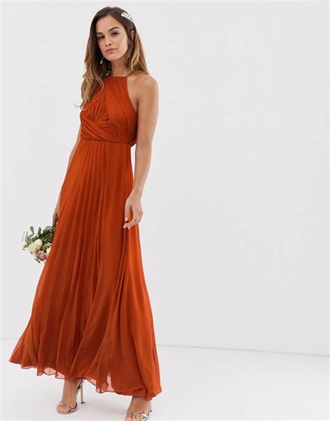 Asos Design Bridesmaid Pinny Maxi Dress With Ruched Bodice Asos