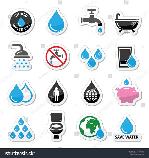 World Water Day Icons Ecology Green Stock Vector Royalty Free 243456715