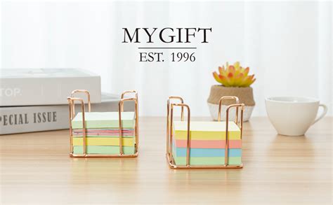 Amazon Mygift Set Of Modern Sticky Note Holders Copper Metal