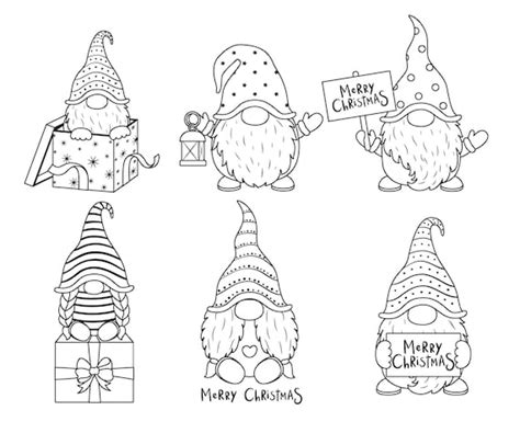 Cute Christmas Dwarf Gnomes Coloring Book Pages Etsy Australia