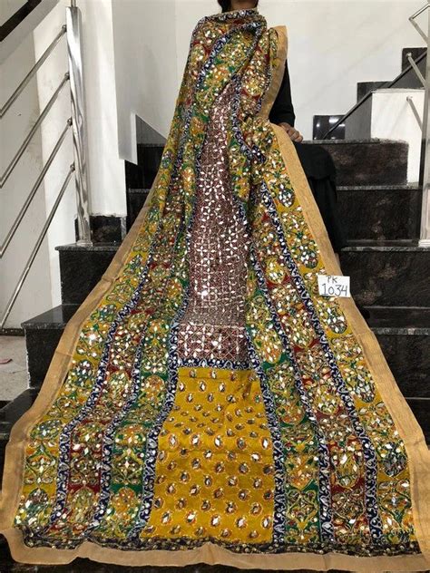 Original Pakistani Dupatta With Heavy Embroidery Mirror Work At