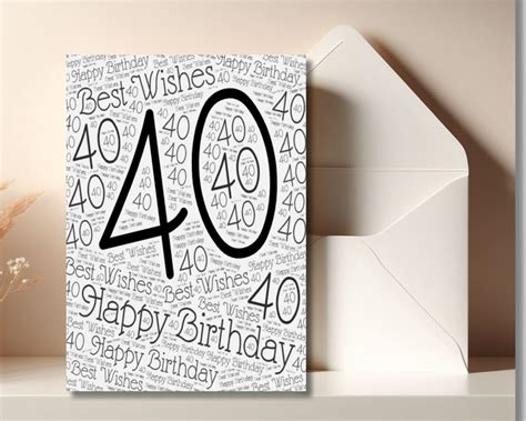 40th Birthday Card Printable Birthday Card Milestone Card 40th Birthday Printables 40th