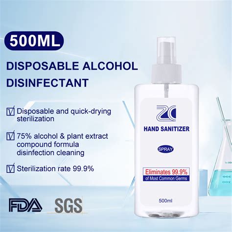 Fda Ce Msds Antibacterial Alcohol Hand Sanitizer 500ml Factory Oem