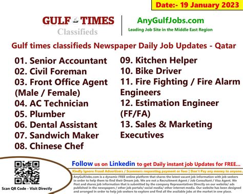 Gulf Times Classifieds Job Vacancies Qatar 19 January 2023 2024