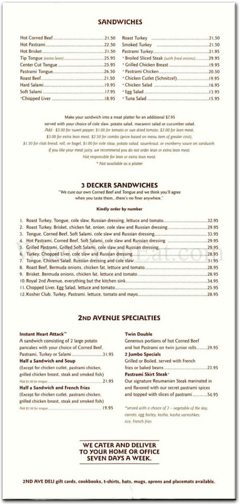 2nd Ave Deli Restaurant in New York / Menus & Photos