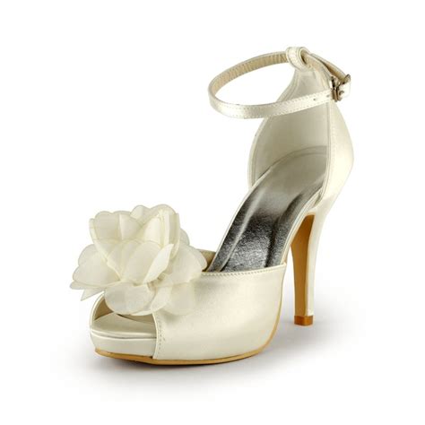 Women S Satin Cone Heel Peep Toe Platform Sandals With Flower