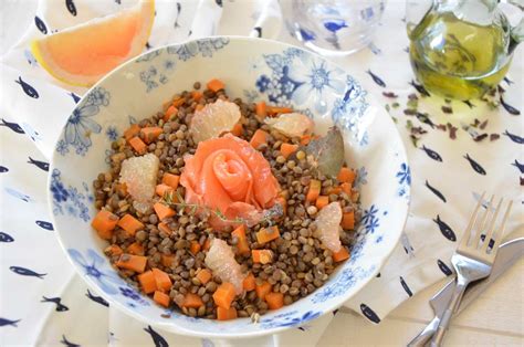 Salade de lentilles vertes truite fumée