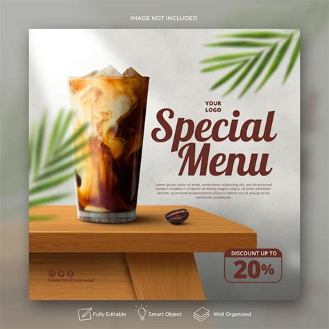 Premium Psd Coffee Shop Drink Menu Promotion Social Media Instagram