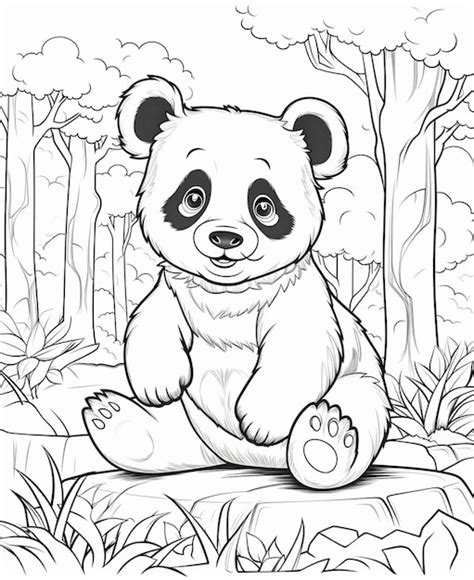 Premium Ai Image A Black And White Panda Bear Sitting On A Rock In