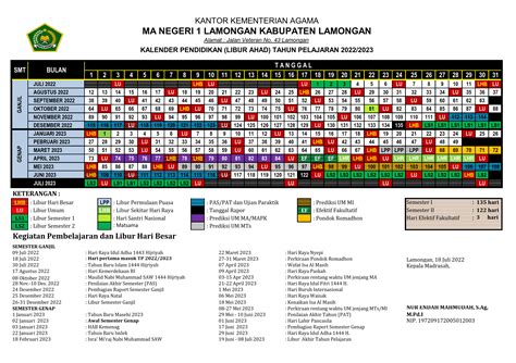 Kalender Pendidikan 2022 2023 MAN 1 Lamongan