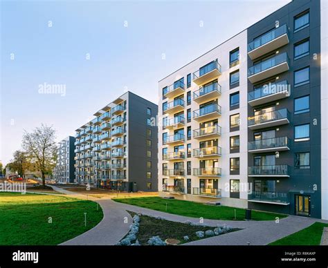 New Apartment House Residential Building Outdoor Concept Street And