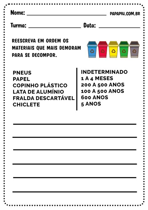 Reciclagem Educação Infantil Atividades