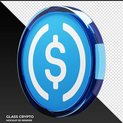 Premium PSD Usd Coin Usdc Glass Crypto Coin 3d Illustration