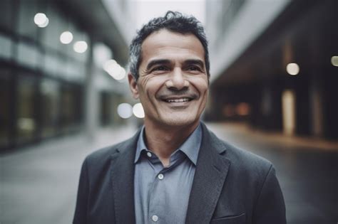 Premium Photo Mature Smart Hispanic Businessman Smiling Face Standing