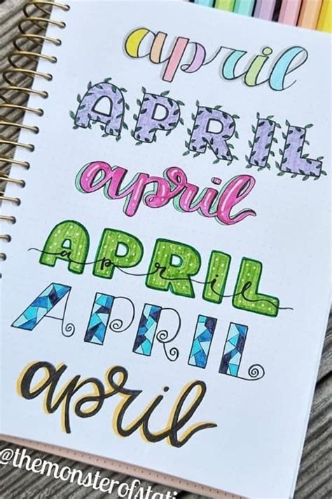 Best April Bullet Journal Header Ideas For Crazy Laura