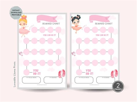 Ballerina Reward Chart Printable For Kids Girly Reward Charts Etsy