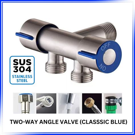 Vermerch 304 Stainless Steel Two Way Angle Valve 12 Angle Valve With Ring Cover Classic Blue