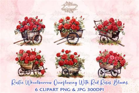 Red Roses Blooms Watercolor Clipart Graphic By Diceenid Creative Fabrica