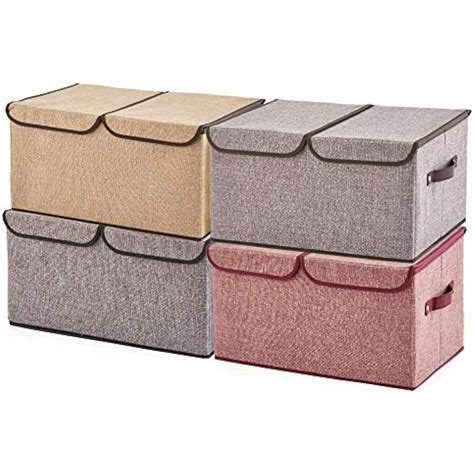 Baskets And Liners Large Storage Boxes 4 Pack Ezoware Linen Fabric