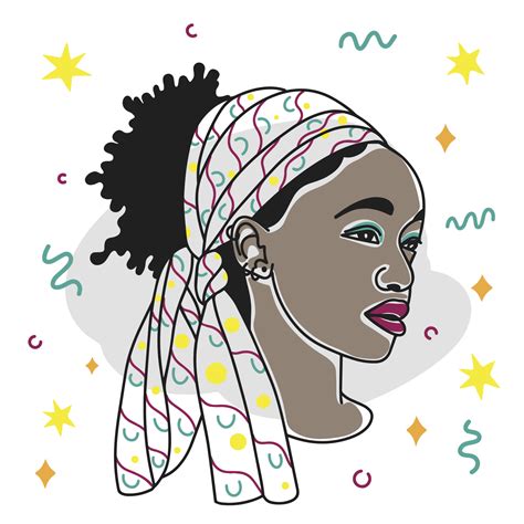 Avatar Design African Girl Portrait Banner Decoration Colored People