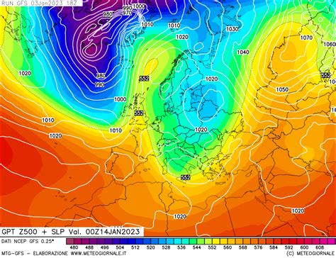 Modello Meteo Gfs Focus Euro Atlantico Mappa Hpa Gpt Press Slm