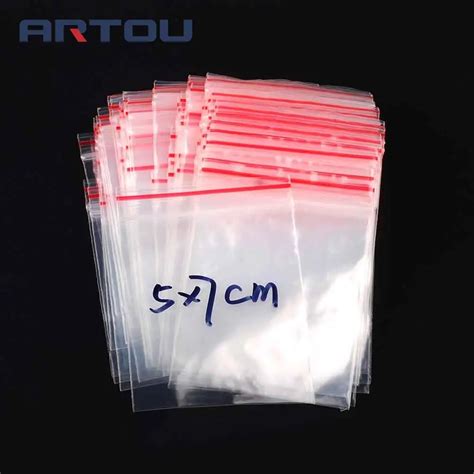 100PCS Ziplock Lock 5x7cm 5 7cm Zipped Poly Clear Bags Plastic Zip In