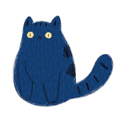 Gato personagem de gato desenhado à mão dos desenhos animados gatinho