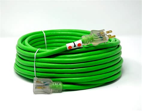 10 Gauge Sjtw Extension Cord W Single Lighted End Green Fourman Industries