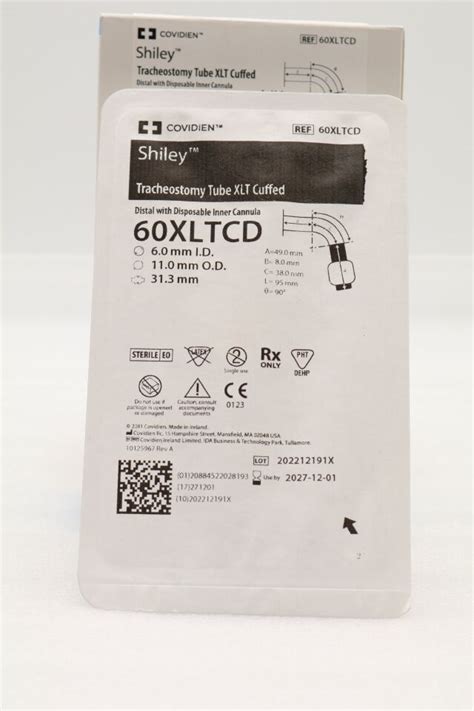 New Covidien 60xltcd Shiley Tracheostomy Tube Xlt Cuffed Distal