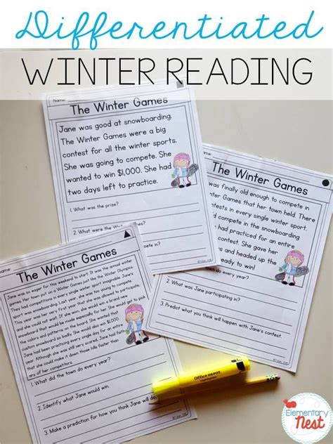 Winter Reading Comprehension Differentiated Reading Passages With Snowmen Differentiated