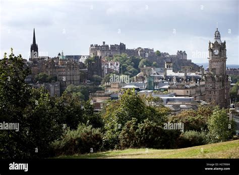 General View Of Edinburgh Scotland Looking Towards Edinburgh Castle