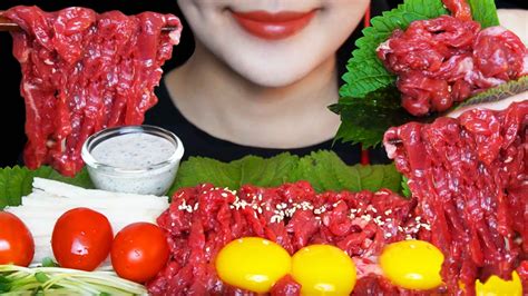 Asmr Korean Style Raw Beef Yukhoe 육회 먹방 Mukbang Youtube