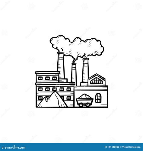 Ic Ne Tir E Par La Main De Croquis D Usine Illustration De Vecteur