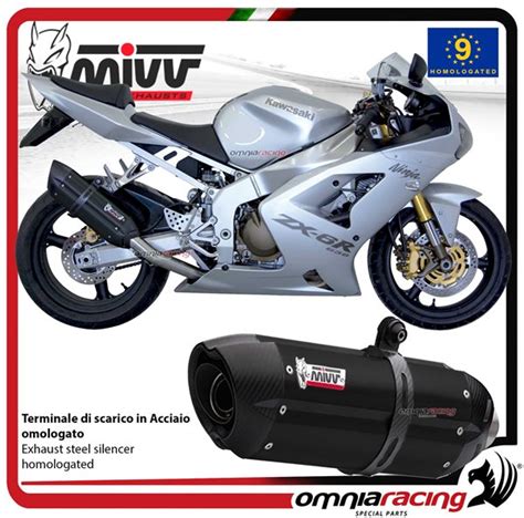 Mivv Exhaust Slip On Suono Approved Black Steel Kawasaki Zx6rr