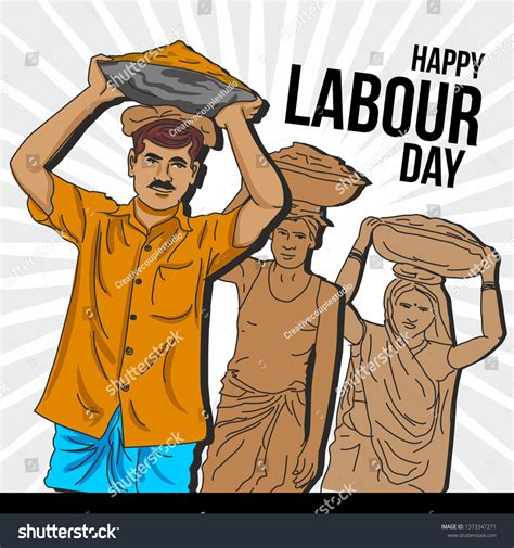 Happy Labour Day Indias Poor Labours Stock Vector (Royalty Free ...