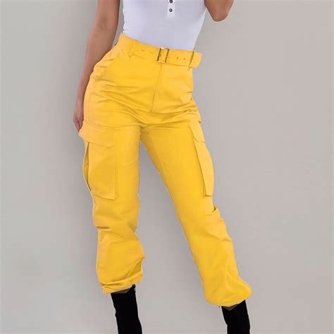 Wyongtao High Waist Baggy Cargo Jeans For Women Flap Pocket Relaxed Fit