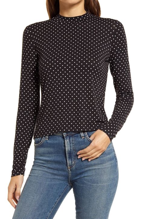 Buy Lou And Grey Polka Dot Mock Neck Top Black At 60 Off Editorialist