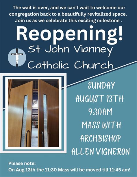 Reopening Mass St John Vianney Catholic Church