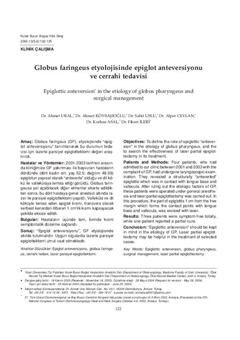 Pdf Epiglottic Anteversion In The Etiology Of Globus Pharyngeus And