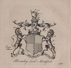 1779 ANTIQUE PRINT ~ BROMLEY~ FAMILY CREST COAT OF ARMS LORD MONTFORT | eBay