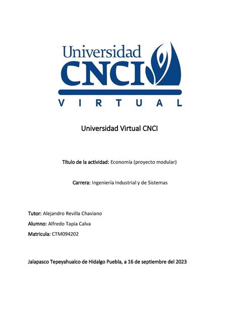 Econom A Proyecto Modular Universidad Virtual Cnci T Tulo De La