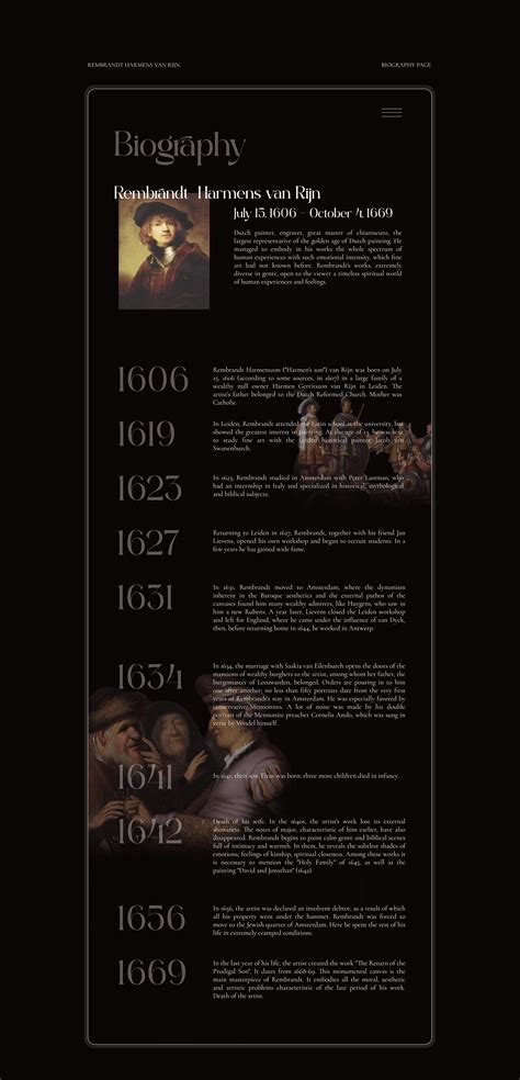 Rembrandt Harmens Van Rijn Website Design On Behance