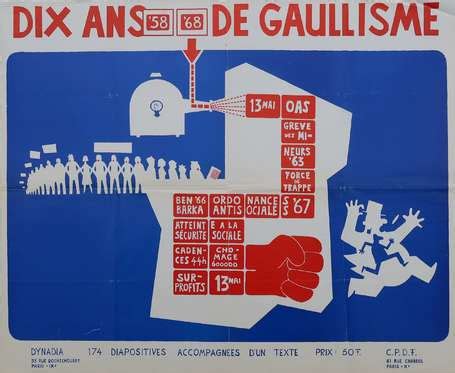 MAI 68 Dix ans de gaullisme Affiche éditée par Dynadia 69x56cm