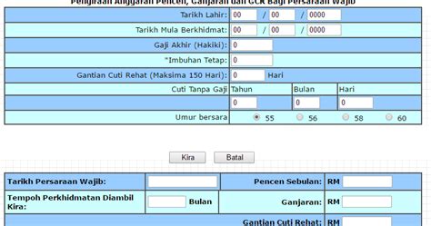 Gaji Pencen Calculator Tunjangan Pencen 2022