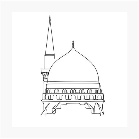 Prophetic Mosque Line Art Al Masjid An Nabawī By Onelineprint