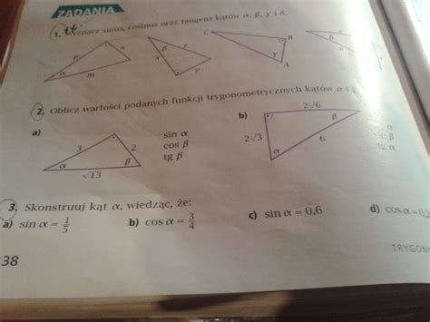 Zadanie 2 oblicz wartości podanych funkcji trygonometrycznych katow