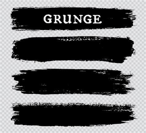 Banners De Trazo De Pincel Negro Grunge Vector Premium