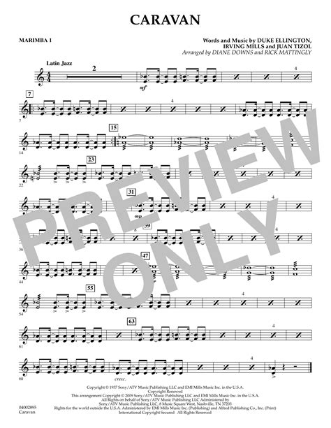 Diane Downs Caravan Marimba 1 Sheet Music Pdf Notes Chords Jazz Score Concert Band