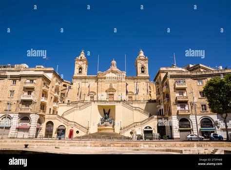 Vittoriosa Malta 17 June 2023 Facade Of The Church Of The