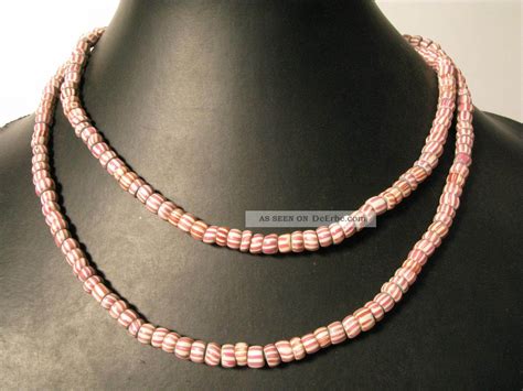 Antike Glasperlen Rosa Wei Old Venetian African Trade Striped Beads